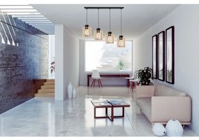 Závesné svietidlo Timber 7, 4x drevené tienidlo