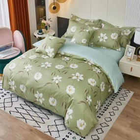 3 dielne obliečky Krepové polycotton Nela zelená 200x140cm+90x70cm
