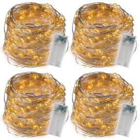 Sada 4 svetelných káblov 40 LED, teplá biela