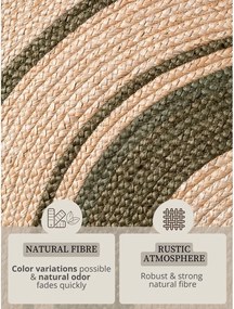 Obojstranný/ručne tkaný jutový okrúhly koberec v prírodnej farbe ø 150 cm Basil – Hanse Home