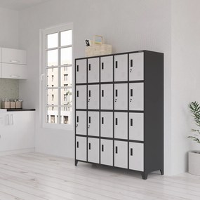 Kovová skriňa s 20 boxami ROBERT, 1360 x 1720 x 450 mm, antracitovo biela