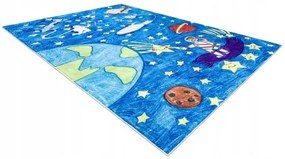 Sammer Bambino detský koberec v modrej farbe s motívom vesmíru I168 80 x 150 cm
