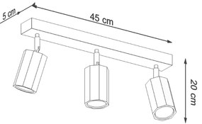 Bodové svietidlo Zeke, 3x drevené tienidlo, (možnosť polohovania)