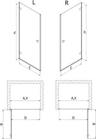 Mexen, Mexen Lunar-B Otočné ľavé sprchové dvere 60 cm, transparentné, chróm - 832-060-000-01-00-L