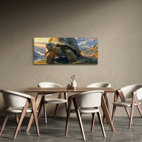 Obraz - Korytnačka a horská krajina (120x50 cm)