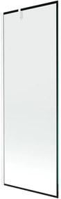 Mexen Next, vaňová zástena 1-krídlová 70 x 150 cm, fixné krídlo, 6 mm číre sklo s čiernym vzorom, biely profil, 895-070-000-00-70-20