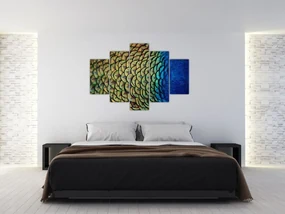 Obraz - Pávie perie (150x105 cm)