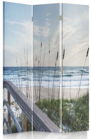 Ozdobný paraván Duny na mořské pláži - 110x170 cm, trojdielny, obojstranný paraván 360°
