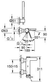 GROHE 33547003 - Vaňová batéria PLUS lesklý chróm