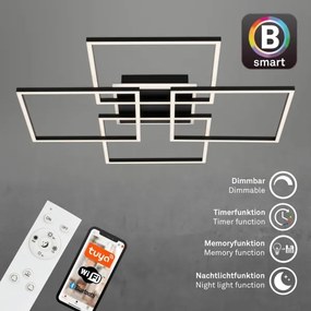 Brilo - LED stmievateľné stropné svietidlo FRAME 50W/230V Wi-Fi Tuya + diaľkové ovládanie 72,4x72,4cm čierne