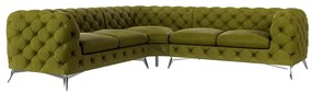 Zelená zamatová rohová pohovka Chelsea – Ropez