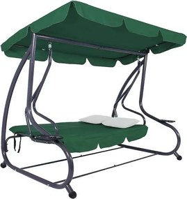 Záhradná hojdačka so strieškou, skladacia, tmavozelená Springos GS0028 VENEZIA