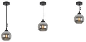 Závesné svietidlo Costa, 1x grafitové sklenené tienidlo, b