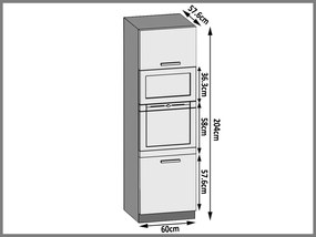 Vysoká kuchynská skrinka Belini pre vstavanú rúru 60 cm šedý antracit Glamour Wood  TOR SSP60/1/WT/GW/0/B1