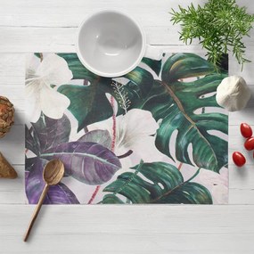Biante Dekoračné prestieranie na stôl Leona LN-146 Tropické listy s kvetmi na režnom 30x40 cm