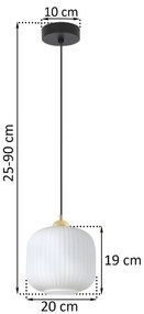 Závesné svietidlo Riffle 2, 1x biele sklenené tienidlo, b/g