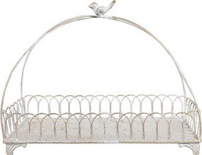 2ks biely antik kovový dekoračný košík s vtáčikmi Bird - 39*20*30 / 30*15*22 cm