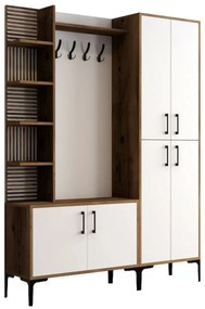 Vešiak s botníkom, policami a skriňou Viyana Walnut and White
