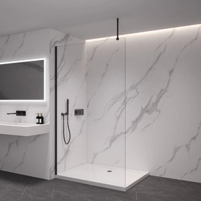 CERANO - Sprchová zástena Walk-in Onyx Top L/P - guľatá vzpera - čierna matná, transparentné sklo - 120x200 cm, CER-CER-8050BD1687
