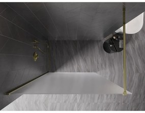 Mexen Kioto-X, sprchová zástena 140 x 200 cm, 10mm sklo námraza, zlatý lesklý profil, 800-140-101-50-30-X