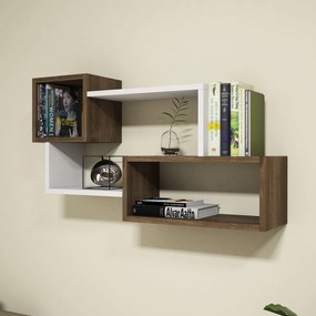 Nástenná polica Afro - White, Walnut