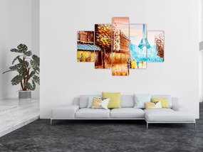 Obraz - Daždivého počasia a Eiffelovej veže (150x105 cm)