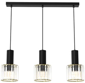 Závesné svietidlo Cristal, 3x transparentné krištáľové tienidlo, b/g