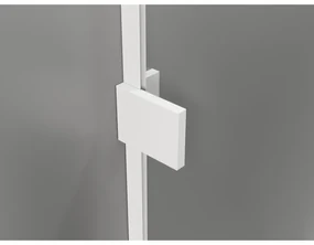 Mexen Lunar, pravý výklopný päťuholníkový sprchový kút 90 x 90 cm, 8mm číre sklo, biely profil, 831-090P-090L-20-00-P