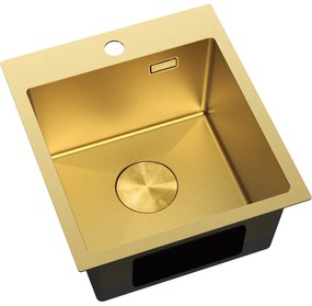 Mexen Solix, 1-komorový nerezový drez 400 x 450 mm, brúsená zlatá, vzor voština, 6401401000-55HC