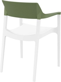 TULUM záhradná stolička s podrúčkami white/olive green