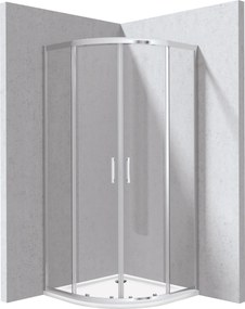Deante Štvrťkruhový sprchovací kút Funkia Evo 90x90 cm - KYPP0099P, chróm + sprchová vanička biela