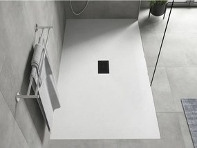 Mexen Hugo, obdĺžniková sprchová vanička SMC 200 x 100 cm, biela, čierna krytka, 42101020-B