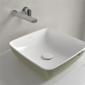 VILLEROY &amp; BOCH Artis štvorcové umývadlo na dosku bez otvoru, bez prepadu, 410 x 410 mm, Sage Green, 417841BCS8
