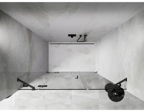 Mexen Lunar, ľavé otočné sprchové dvere 130 cm, 8mm číre sklo, brúsený grafit profil, 834S-130-050-66-00-L