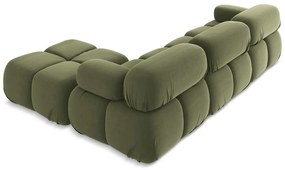 Svetlozelená zamatová modulárna rohová pohovka Lokua – Makamii