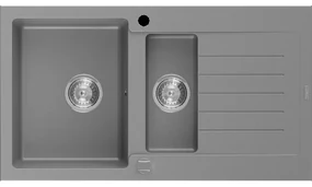 Mexen Matias granitový 1,5-komorový drez s krátkym odkvapkávačom 900 x 505 mm, šedá - 6502901505-71