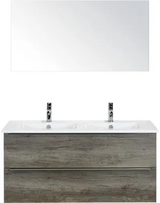 Kúpeľňový nábytkový set Pulse 120 cm s keramickým dvojitým umývadlom dub Nebraska a zrkadlom 84725824