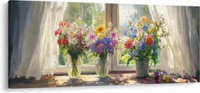 Obraz - Kytica pri okne (120x50 cm)