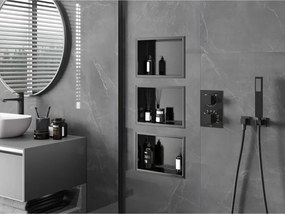 Mexen X-Wall-R, polica na zapustenie s prírubou  30 x 20 cm, grafitová matná - 19E0302010