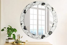 Okrúhle zrkadlo s potlačou Zloženie lineárnych kvetov fi 70 cm