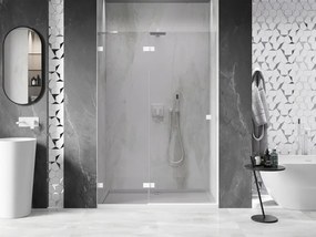 Mexen, Mexen Lunar ľavé otočné sprchové dvere 135 cm, transparentné, biele - 834-135-000-20-00-L