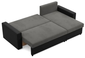 Rohová rozkladacia sedacia súprava LUNA Sivá/čierna II