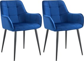 Design-Shop Set 2 jedálenských stoličiek Ferndale - zamat - tmavomodrá