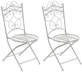 Kovová stolička skladacia Indra (SET 2 ks) - Biela antik