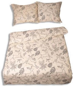 Matex Flanelové obliečky 140x200 + 70x90 cm - Tradičné Vianoce béžové