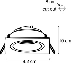 Inteligentné zapustené bodové svietidlo čierne štvorcové vrátane Wifi GU10 - Chuck