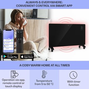 Klarstein Bansin Crystal Smart, konvektor, 1500 W, 5 - 50 °C, ovládanie cez aplikáciu