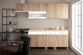 Kuchynská linka ADRIA 180/240 cm, dub sonoma/biela (marmur lux/lena)