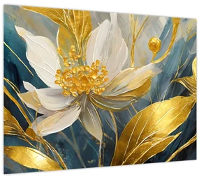 Obraz - Maľba zlatých kvetov (70x50 cm)