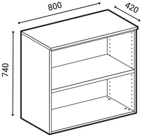 Kancelárska skriňa so zasúvacími dverami PRIMO WHITE, 800 x 420 x 740 mm, biela/buk